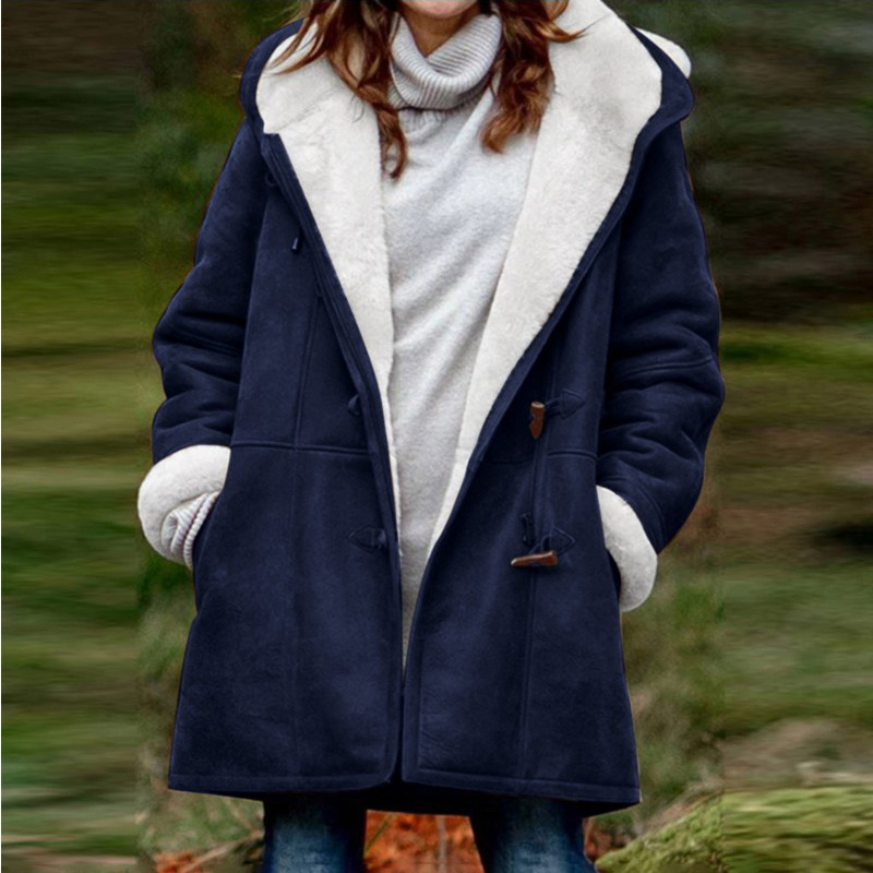 Winter Jackets For Women Sherpa Lined Jacket Women Duffle Toggle Coat Hooded Fleece Jacket - Image 5